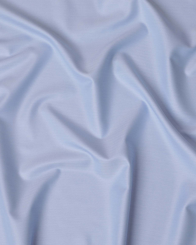 Sophisticated Swiss 100% Cotton Shirting Fabric in Serene Blue - 150cm, Herringbone Design-D18882