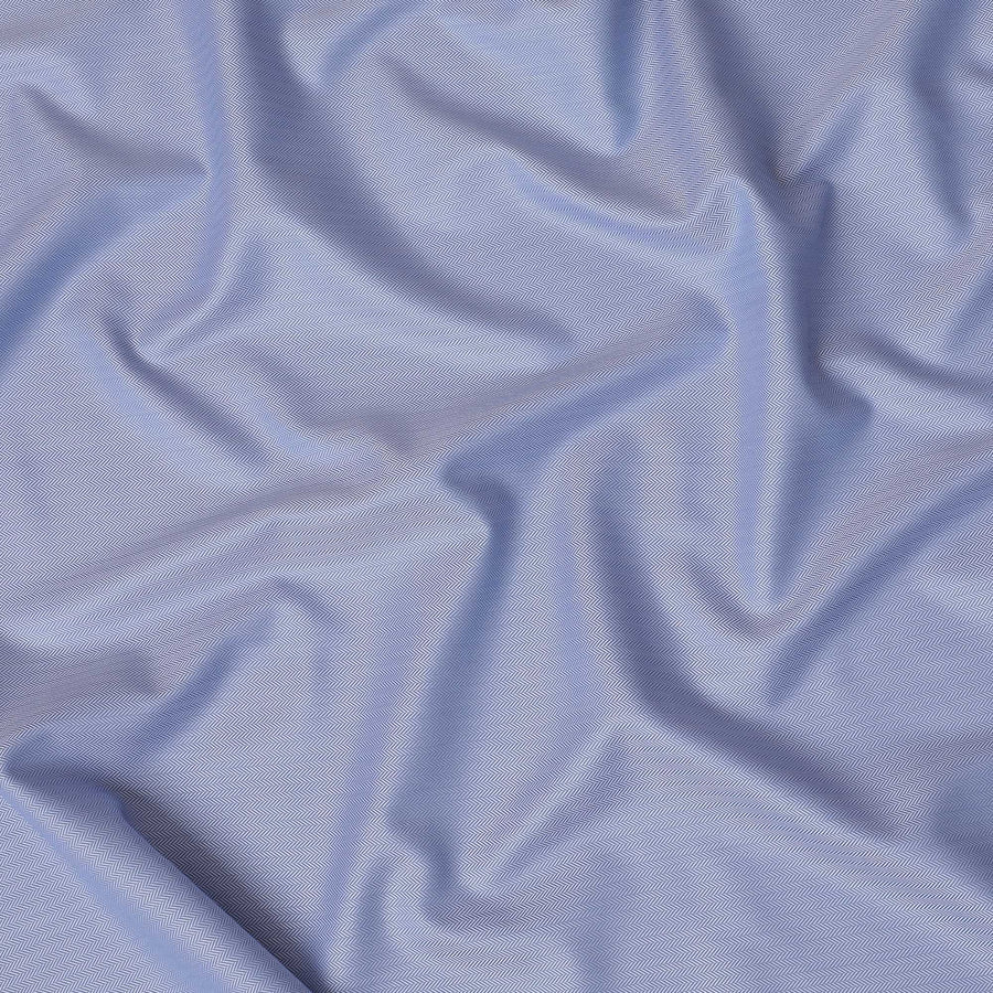 Chic Blue Swiss 100% Cotton Herringbone Shirting Fabric - 150cm Wide, Herringbone Design-D18884