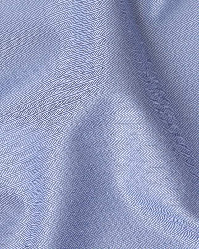 Chic Blue Swiss 100% Cotton Herringbone Shirting Fabric - 150cm Wide, Herringbone Design-D18884