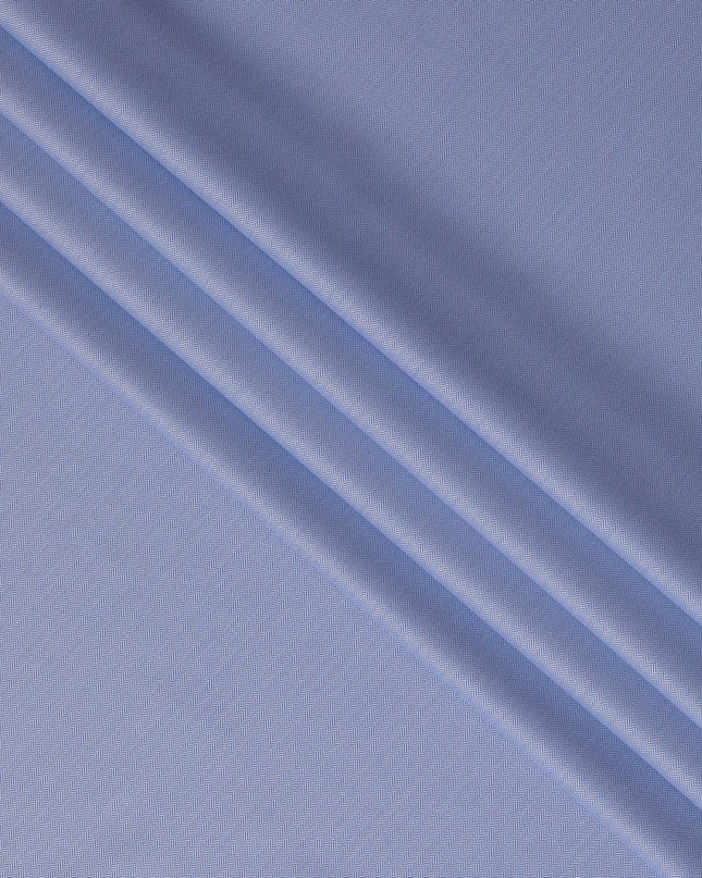 Chic Blue Swiss 100% Cotton Herringbone Shirting Fabric - 150cm Wide, Herringbone Design-D18884