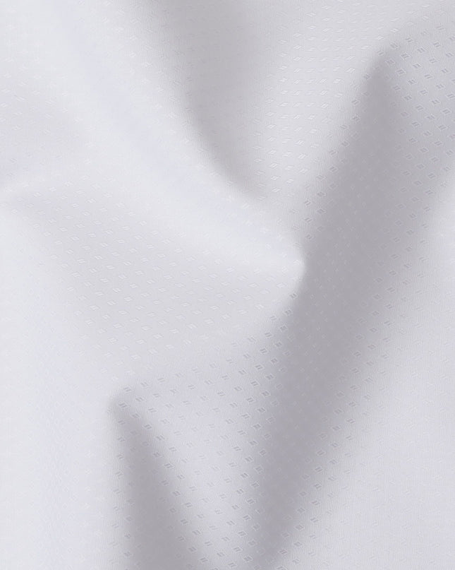Deluxe White Swiss 100% Cotton Dobby Shirting Fabric - 150cm Wide, Refined Texture-D18893