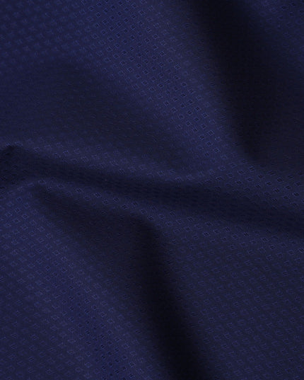 Navy Blue Swiss 100% Cotton Dobby Shirting Fabric - 150cm Wide, Luxurious Texture-D18894