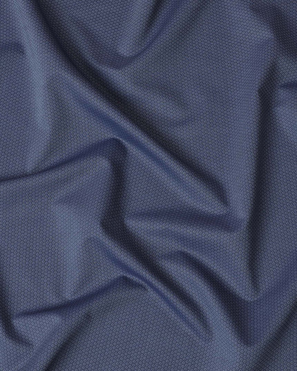 Blue Swiss 100% Cotton Dobby Shirting Fabric - 150cm Wide, Exquisite Pattern-D18895