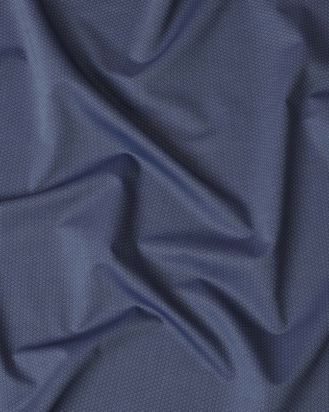 Blue Swiss 100% Cotton Dobby Shirting Fabric - 150cm Wide, Exquisite Pattern-D18895