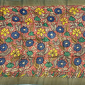 Burnt Sienna Tussar Silk Pen Kalamkari Saree with Handpainted Mythological Motifs, Width 110 Cms, Origin: Sri Kalahasthi, India, 5.5 Mtrs with Blouse Piece-D22857