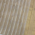 Beige and Gold Pure Tissue Silk Kanjeevaram Saree with Horizontal Textured Handwoven Stripes and Rich Zari Border, 5.5 Meters with Blouse Piece, Originating from India-D22707