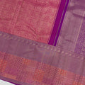 Reddish Pink Pure Tissue Silk Kanjeevaram Saree with Handwoven Zari Grid Design and Traditional Contrast Border, 5.5 Meters with Blouse Piece, Originating from India-D22712