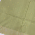 Pastel Green Soft Silk Saree with Zari Circle Border and Subtle Checkered Texture, 5.5 Meters with Blouse Piece, Originating from India-D22689