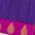 Purple and Rani Pink Bold Leaf Zari Motif Kanjeevaram Pure Silk Bridal Saree, Contrast Pallu with Minimal Gold Border, 110 cm Width, Made in India-D22763