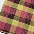 Multicolor Checked Pure Soft Silk Saree with Maroon Pallu and Geometric Weave, 5.5 Meters with Blouse Piece, Originating from India-D22676