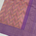 Lilac and Peach Pure Silk Kanjeevaram Saree with Handwoven Chevron Motif and Contrast Pallu, 5.5 Meters with Blouse Piece, Originating from India-D22699