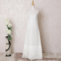 Off white nylon tulle fabric with same tone wave embroidery in fancy design-D15949