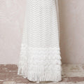 Off white nylon tulle fabric with same tone wave embroidery in fancy design-D15949