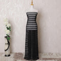 Black guipure lace fabric with same tone embroidery in stripe design-D15957