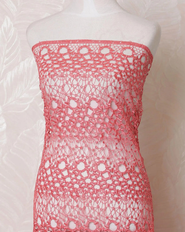 Salmon pink guipure lace fabric in floral design-D15958 Regal Fabrics