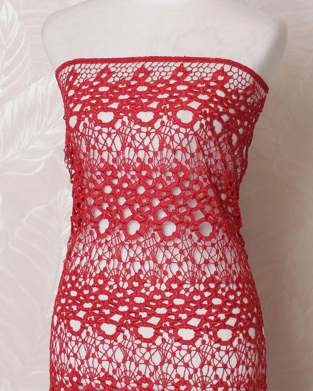 Red guipure lace fabric in floral design-D15960 Regal Fabrics