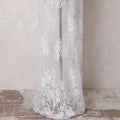 White lace fabric with same tone embroidery in floral design-D15994