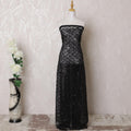 Black nylon tulle fabric with same tone embroidery and sequin work in fancy design-D16012