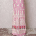 Fandango pink blended cotton lawn fabric with multicolor embroidery having stone work in floral design-D16056