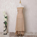Latte beige blended cotton lawn fabric with gold weave and stone work in abstract design-D16059