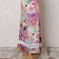 Multicolor blended cotton voile printed fabric with white embroidery and stone work in floral design-D16934 Regal Fabrics