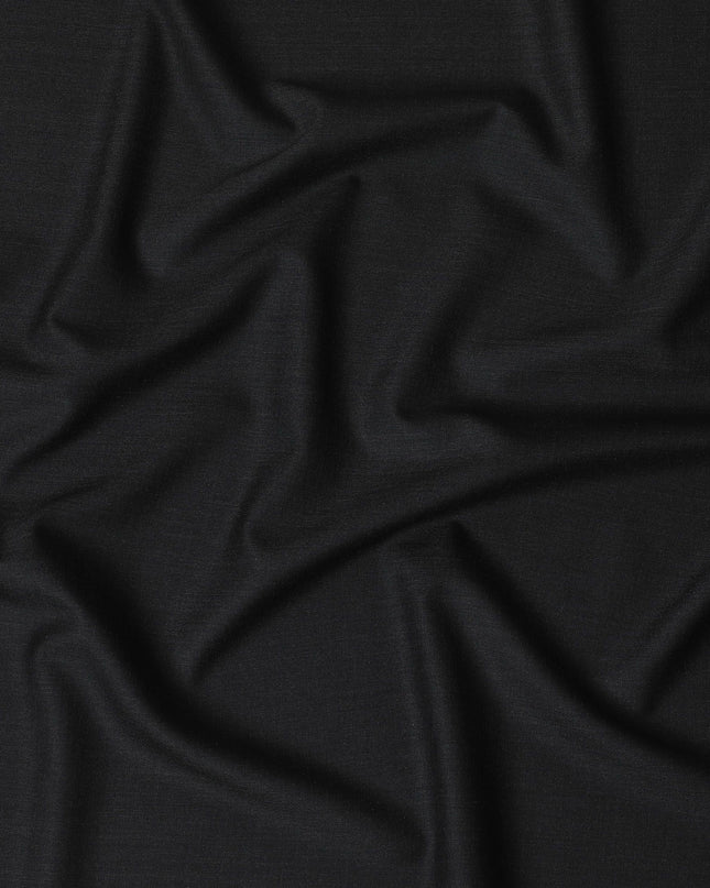 Charcoal black Premium Super 140's blended wool suiting fabric-D17268