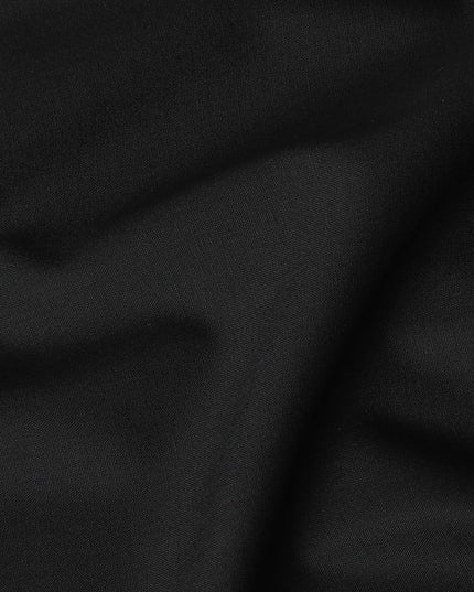 Black Plain Super 120's blended English wool suiting fabric-D17272