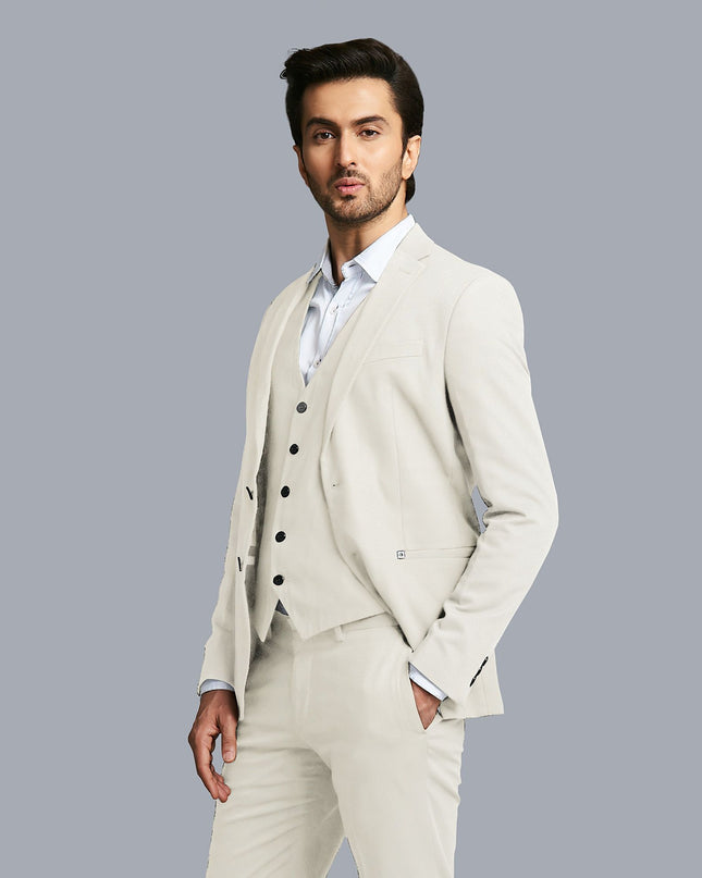 Off white Premium plain Super 140's blended wool suiting fabric-D17279