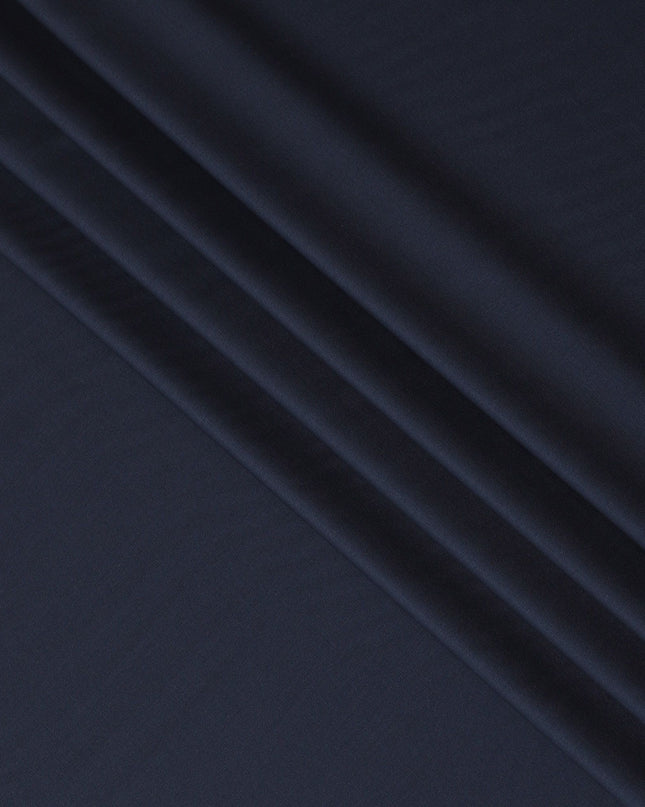 Navy blue Premium plain Super 140's blended wool suiting fabric-D17280
