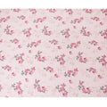 Lemonade pink synthetic crepe fabric with print in black, dark pink and green in floral design-D15654