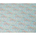 Light Dynasty green synthetic crepe fabric with multicolor print in paisley design-D15656