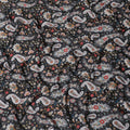 Black synthetic crepe fabric with multicolor print in paisley design-D15657