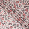 قماش كريب صناعي أبيض جوز الهند مع طباعة متعددة الألوان بتصميم الأزهار-D15664