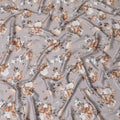 قماش كريب صناعي باللون الرمادي البيوتر مع طباعة متعددة الألوان بتصميم الأزهار-D15666