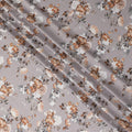 قماش كريب صناعي باللون الرمادي البيوتر مع طباعة متعددة الألوان بتصميم الأزهار-D15666