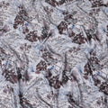 Cloud grey synthetic crepe fabric with multicolor print in floral design-D15669