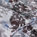 Cloud grey synthetic crepe fabric with multicolor print in floral design-D15669
