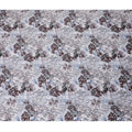 Cloud grey synthetic crepe fabric with multicolor print in floral design-D15669