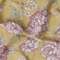 قماش كريب صناعي أصفر الهندباء مع طباعة متعددة الألوان بتصميم الأزهار-D15670