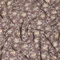 Pecan brown synthetic crepe fabric with multicolor print in floral design-D15672