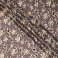 Pecan brown synthetic crepe fabric with multicolor print in floral design-D15672
