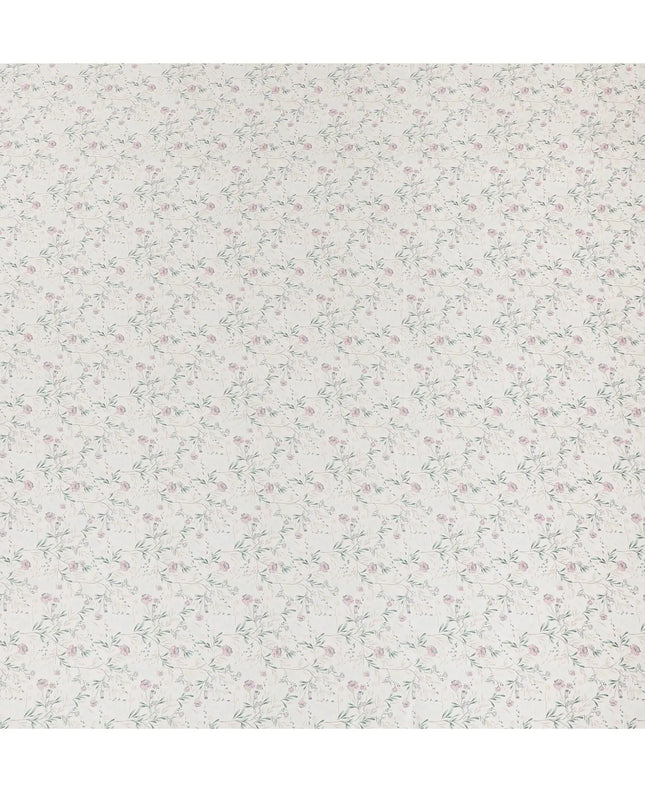 Parchment beige synthetic crepe fabric with multicolor print in floral design-D15674 Regal Fabrics