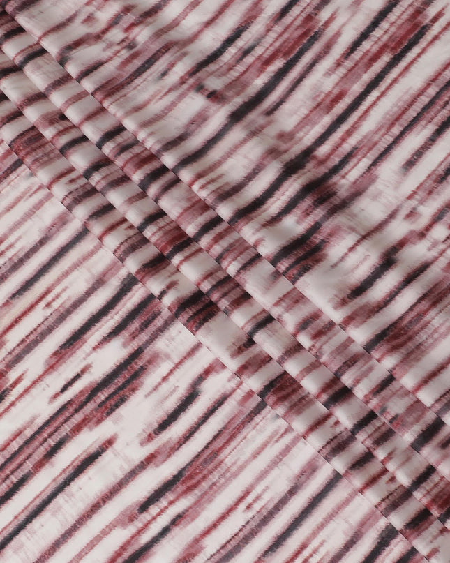 Almond beige synthetic crepe fabric with multicolor print in Abstract design-D15676