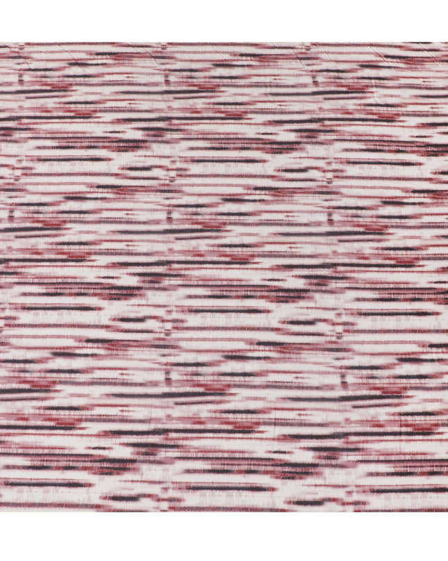 Almond beige synthetic crepe fabric with multicolor print in Abstract design-D15676