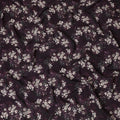Sangria purple synthetic crepe fabric with white, light green and red digital prints in floral design-D15770