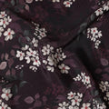 Sangria purple synthetic crepe fabric with white, light green and red digital prints in floral design-D15770