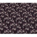 Sangria purple synthetic crepe fabric with white, light green and red digital prints in floral design-D15770