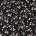 Black synthetic crepe fabric with white, light green and red digital prints in floral design-D15771 Regal Fabrics