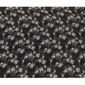 Black synthetic crepe fabric with white, light green and red digital prints in floral design-D15771 Regal Fabrics