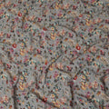 Coin grey synthetic crepe fabric with multi color digital prints in floral design-D15774